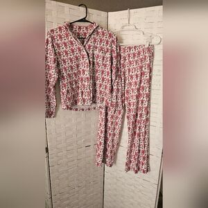 Roller Rabbit Pink Monkey Cream Pajama Set